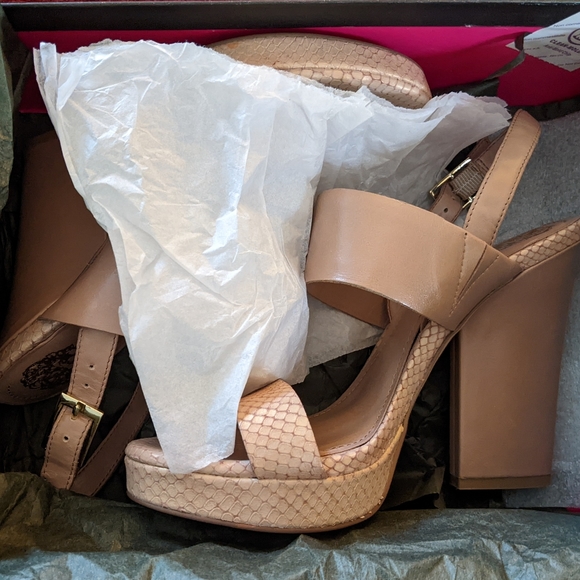 Vince Camuto Womens Ashes Lt Biege Combo Strappy Platform Sandals. 8M. NIB. - Picture 12 of 13